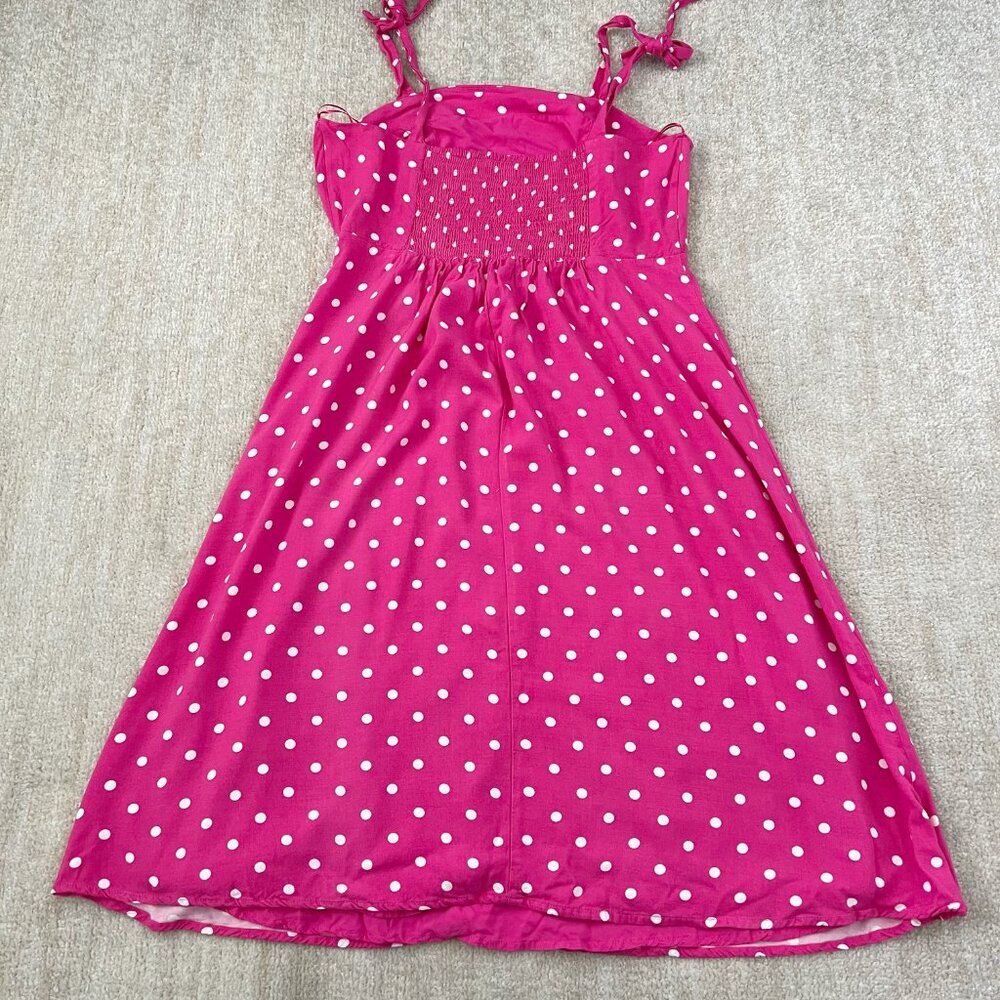 Draper James RSVP Sleeveless Smocked Back Midi Dress L Pink Polka Dot - Picture 4 of 11